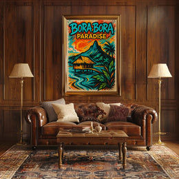 Tropical Bora Bora Vintage Travel Poster PosterGoat