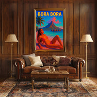Vibrant Bora Bora Beach Scene in Travel Poster PosterGoat