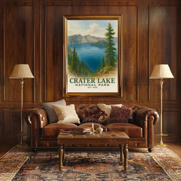 Crater Lake Scenic Travel Poster Vintage Wall Art