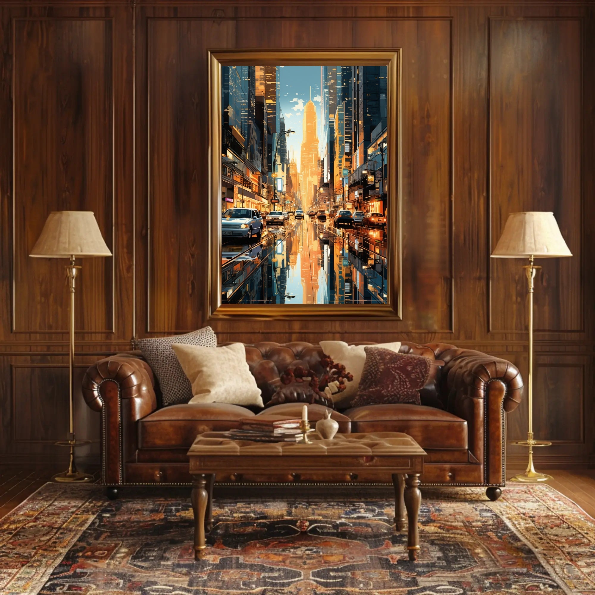 Modern Cityscape Skyline: Urban Lifestyle Artistic Poster