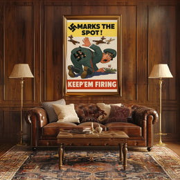 KEEP'EM FIRING WWII Propaganda Patriotic Poster