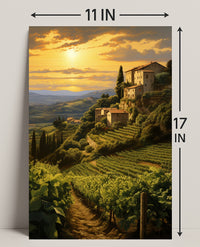 Tuscan Vineyard At Sunset Poster