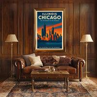 Chicago Skyline Vibrancy: Retro Urban Cityscape Poster PosterGoat