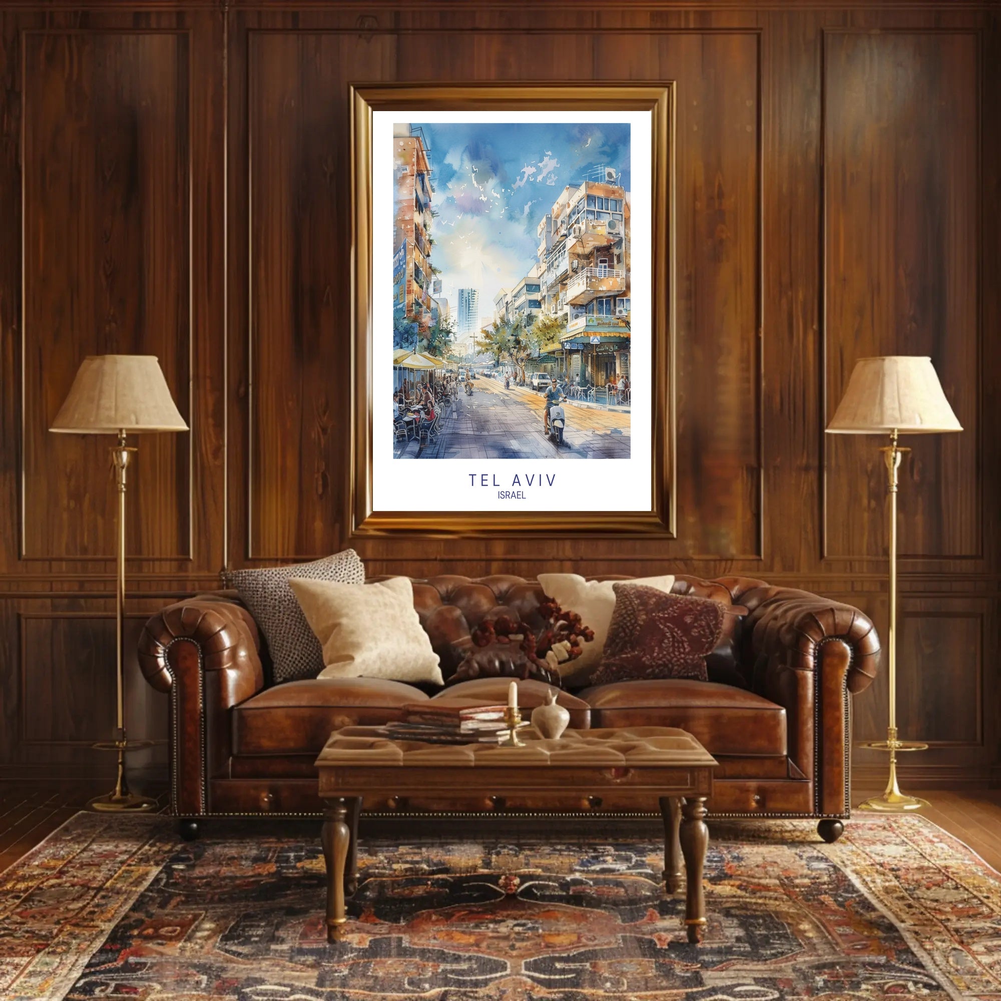 Tel Aviv Street Scene Poster PosterGoat