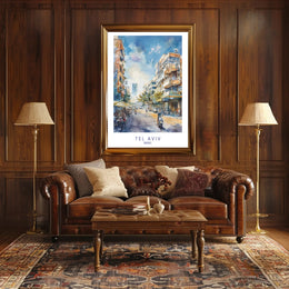Tel Aviv Street Scene Poster PosterGoat