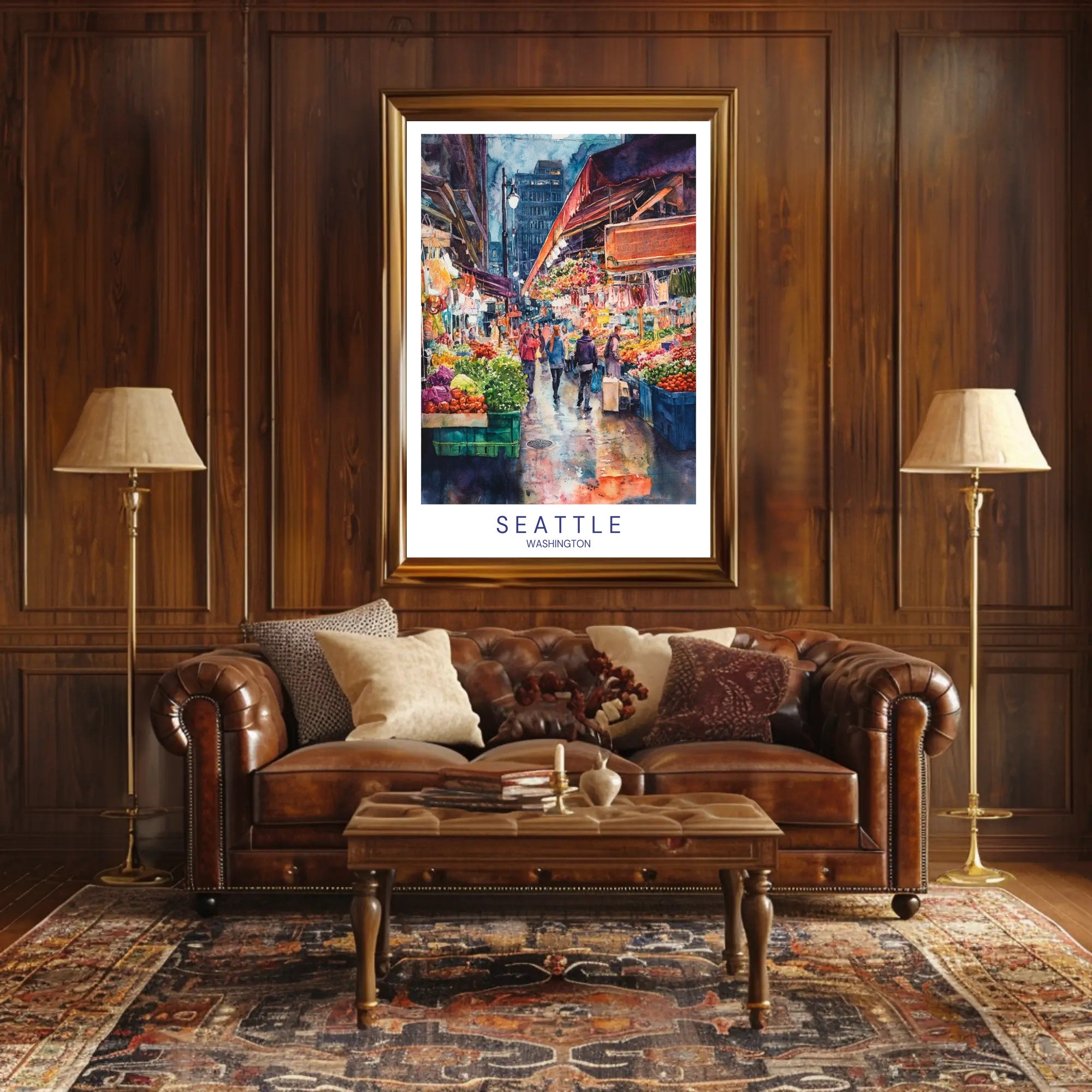 Vibrant Seattle Market Poster PosterGoat