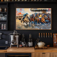 Dynamic Horse Racing Scene: Impressionistic Art Poster