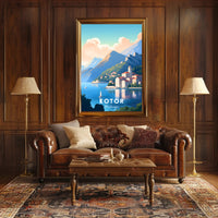 Kotor Coastal View: Mediterranean Travel Poster
