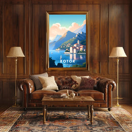 Kotor Coastal View: Mediterranean Travel Poster