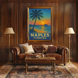 Naples Florida Sunset Poster Wall Art 18x24 Coastal Decor