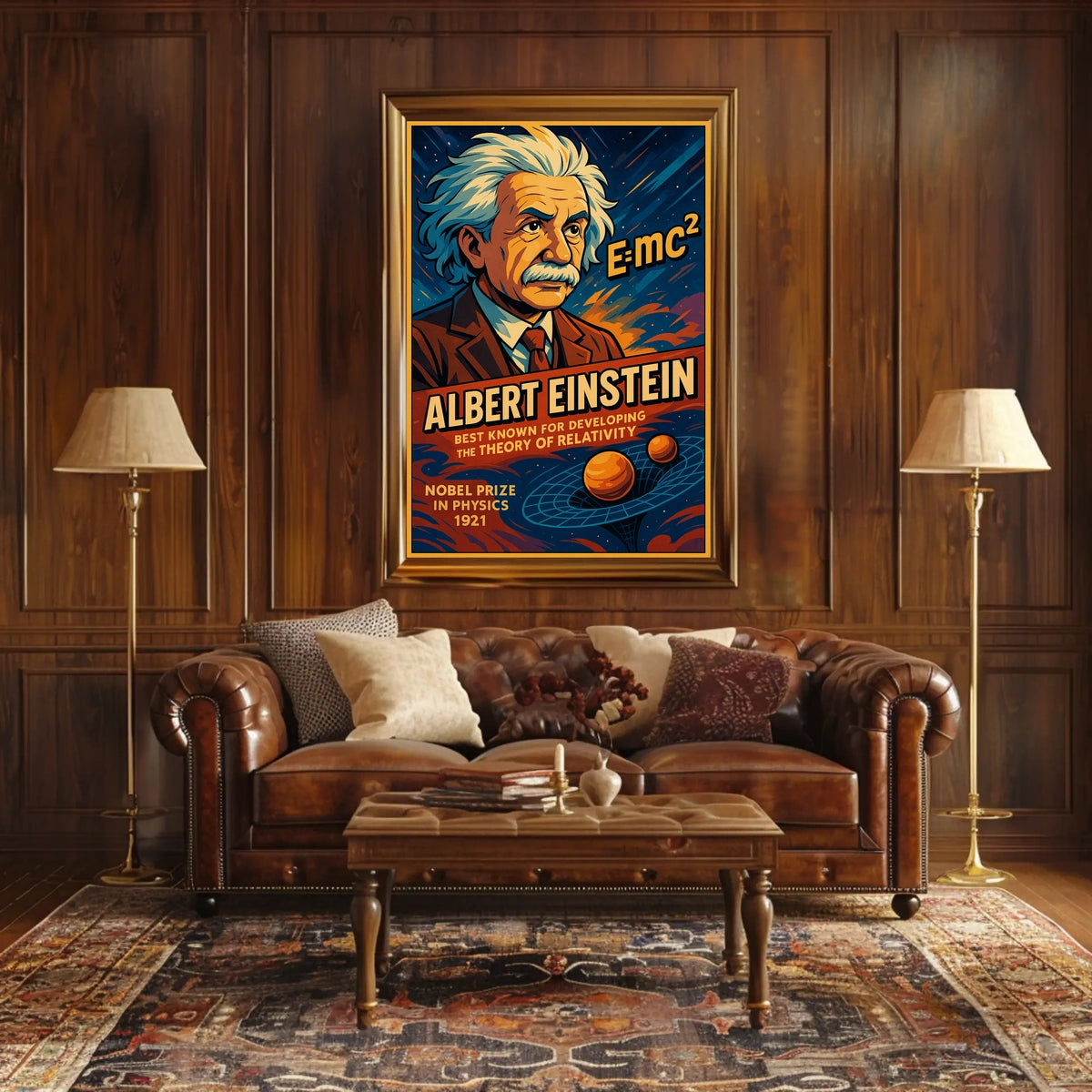 Albert Einstein Vintage Nobel Prize 1921 Portrait Relativity Science Wall Art Decor Poster