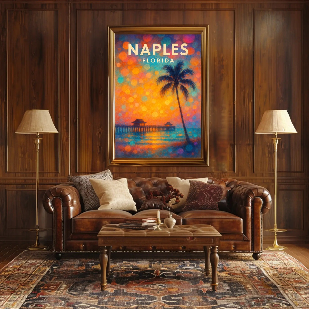 Naples Florida Sunset Poster Coastal Wall Art 18x24