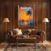 Naples Florida Sunset Poster Coastal Wall Art 18x24