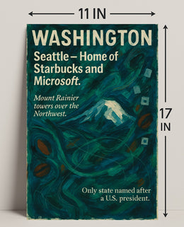 Washington Landmarks Modern Travel Poster