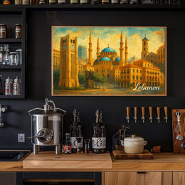 Beirut Cityscape Nightscape Wanderlust Urban Art Poster
