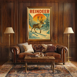 Reindeer On Skis Poster