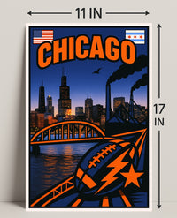 Chicago Skyline and Symbols Poster PosterGoat