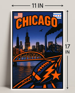 Chicago Skyline and Symbols Poster PosterGoat