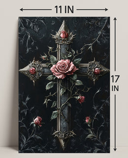Roses And Cross Poster