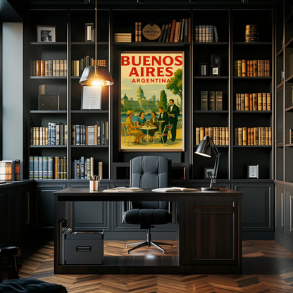 Buenos Aires Argentina Café Cityscape Retro Travel Poster