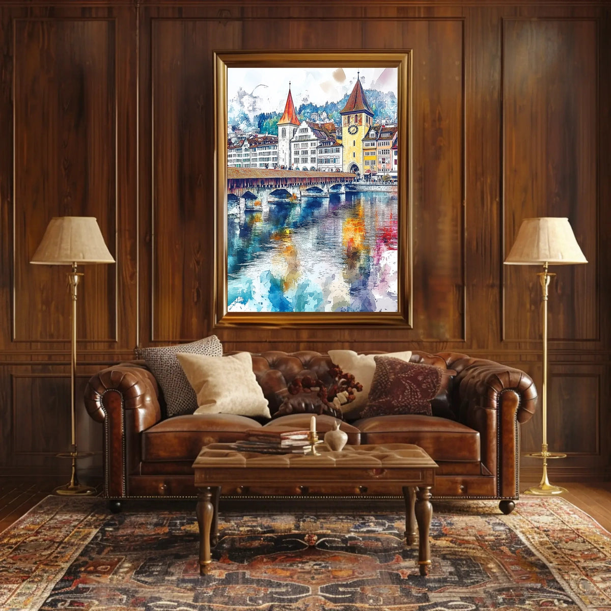 Lucerne Chapel Bridge And Old Town Switzerland Poster