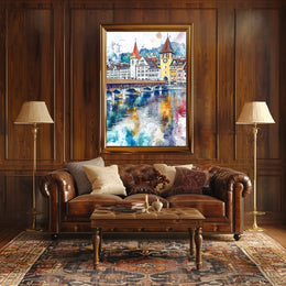 Lucerne Chapel Bridge And Old Town Switzerland Poster