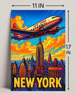New York City Skyline Retro Poster PosterGoat