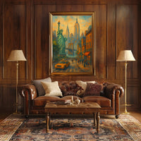 New York City Skyline Poster Modern Travel Wall Art