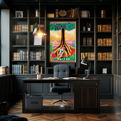 Hawaii Mermaid Tree Sunset United Travel Poster