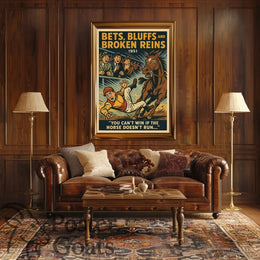Dramatic Horse Racing Event with Vintage Style Sports Poster