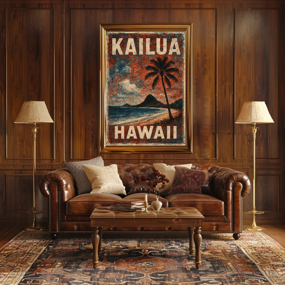 Kailua Hawaii Beach Art Deco Nostalgic Poster