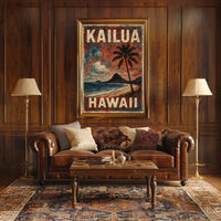 Kailua Hawaii Beach Art Deco Nostalgic Poster