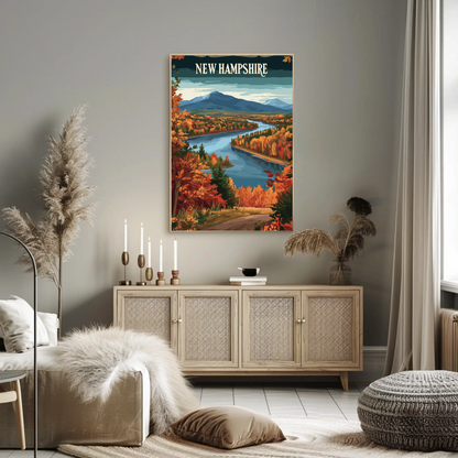 New Hampshire Autumn Vintage Style Poster