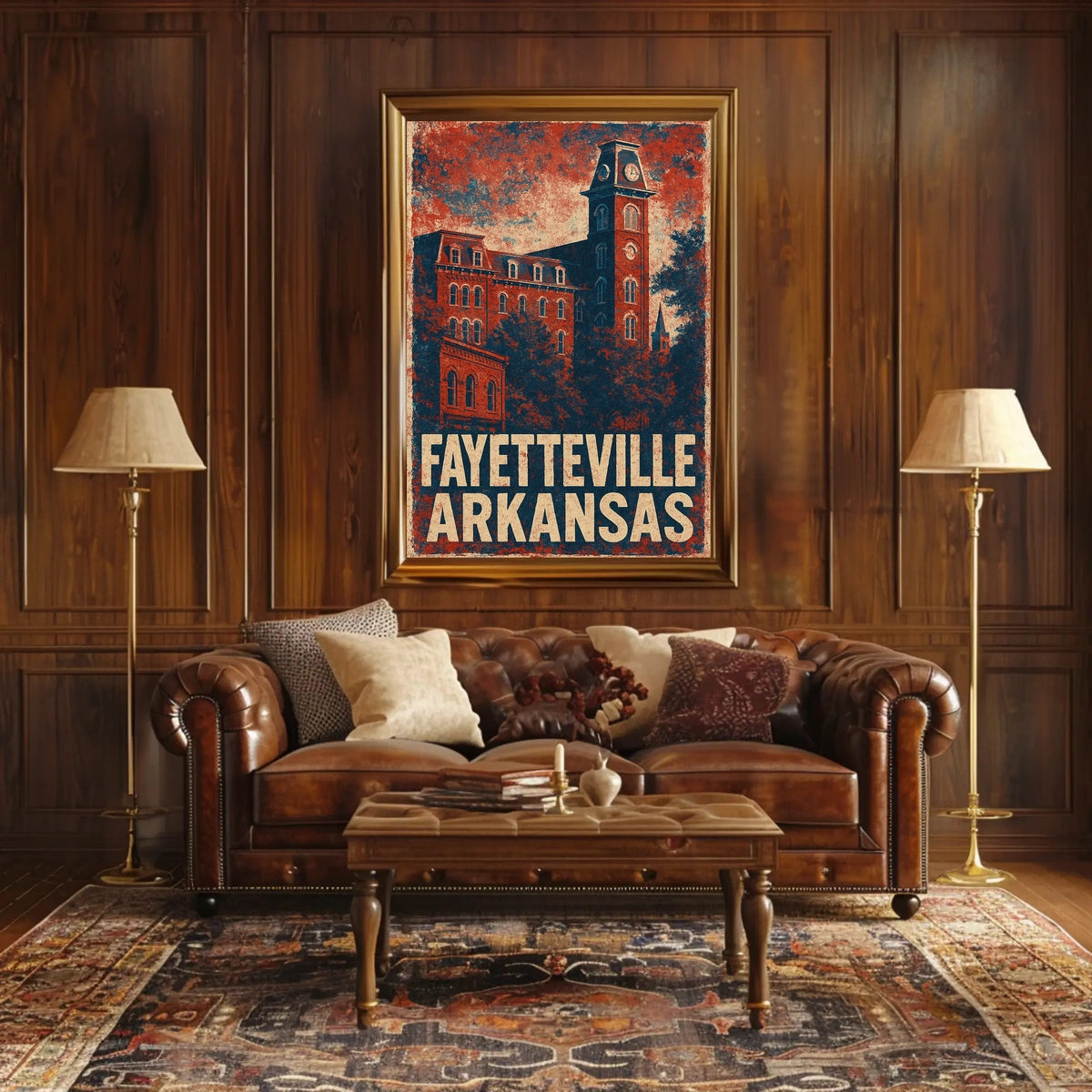 Fayetteville Vintage Travel Architecture Patriotic Poster