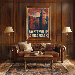 Fayetteville Vintage Travel Architecture Patriotic Poster