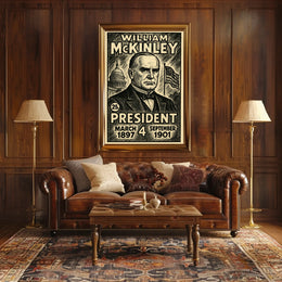William McKinley 25th President of the United States B & W Comic Sketch Poster