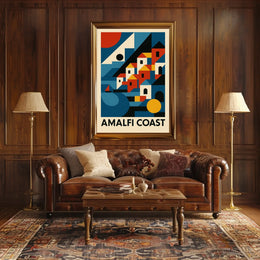 Amalfi Coast Geometric Art Poster For Elegant Wall Decor