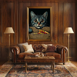 Curious Cat And Pizza Delight Poster