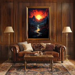 Radiant Mountain Sunset Poster