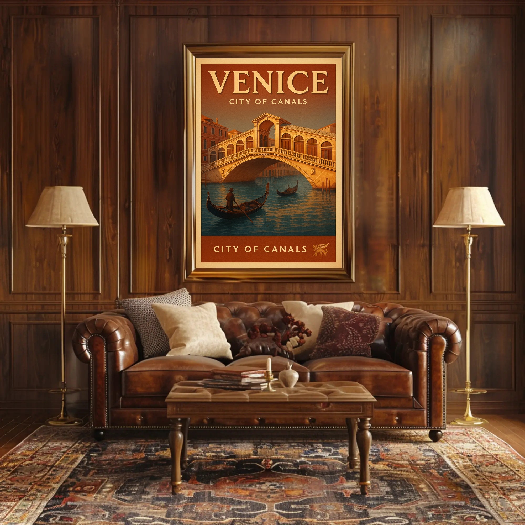 Venice Gondola Explore: Vintage Travel Poster PosterGoat