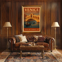 Venice Gondola Explore: Vintage Travel Poster PosterGoat