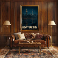 New York City Skyline at Night Poster