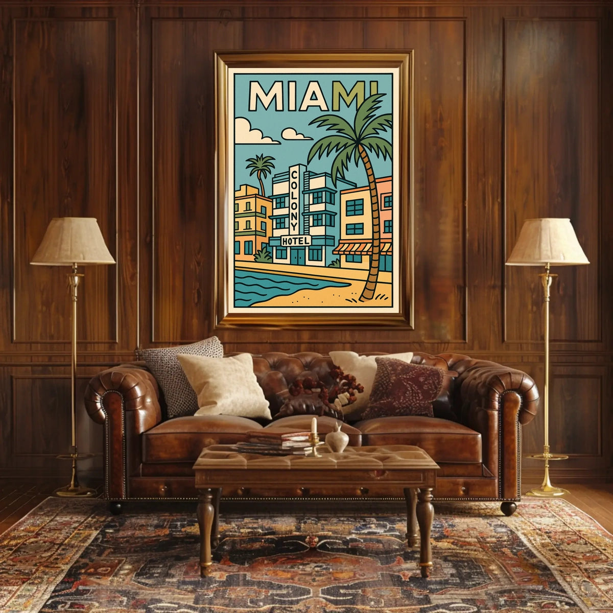 Vibrant Miami Colony Hotel Travel Poster