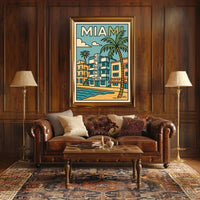 Vibrant Miami Colony Hotel Travel Poster