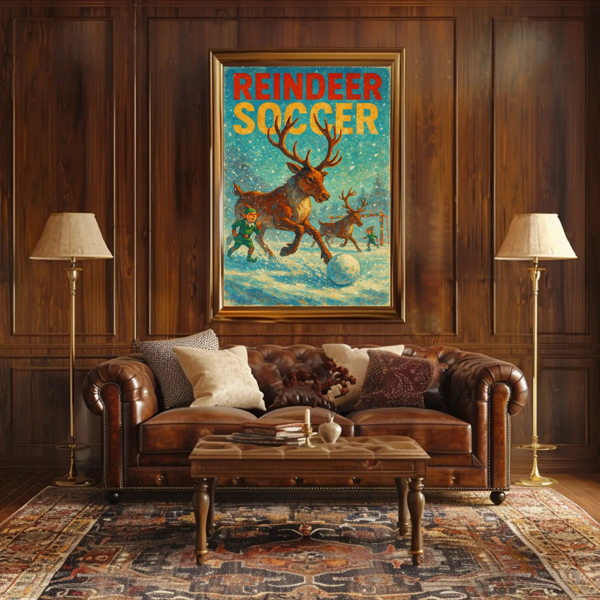 Reindeer Soccer Festive Winter Wonderland Poster