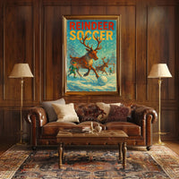 Reindeer Soccer Festive Winter Wonderland Poster
