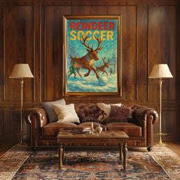 Reindeer Soccer Festive Winter Wonderland Poster