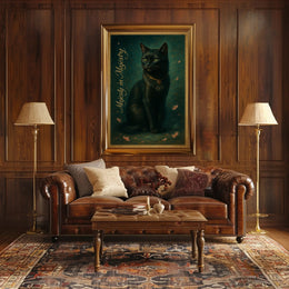 Majestic Black Cat with Gold Collar Animal Poster
