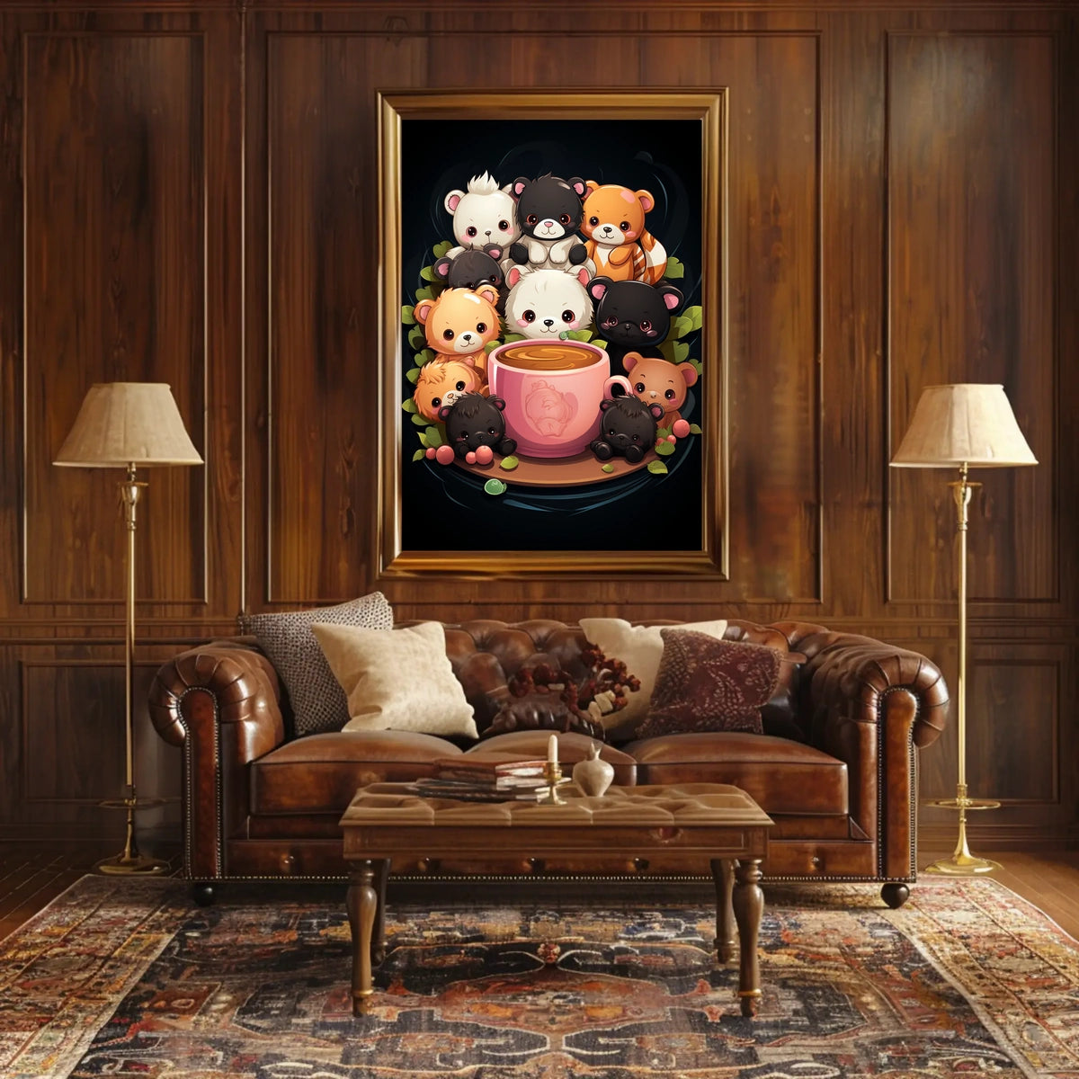 Adorable Bears Cozy Mug Whimsical Poster Art