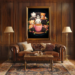 Adorable Bears Cozy Mug Whimsical Poster Art